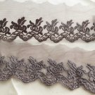 2.36" x 1.5 yds Lace Trim Embroidered Floral Mesh Brown Gift ～ Fast Delivery as Air Lettermail