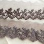 2.36" x 1.5 yds Lace Trim Embroidered Floral Mesh Brown Gift ～ Fast Delivery as Air Lettermail