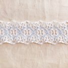 1.97" x 1.1 yds Lace Trim Elastic Stretch Floral White & Blue ～ Fast Delivery as Air Lettermail
