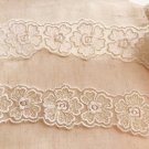 1.26" x 1 yd Lace Trim Glitter White Embroidered Floral ～ Fast Delivery as Air Lettermail