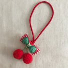 4" x 1.3" Two Red Pompons & a Elastic Cord and a Bow ~ Bracelet Bangle 4" x 1.3" Two Red Pompons & a Elastic Cord and a Bow ~ Bracelet Bangle