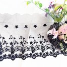5.4" x 1 yd Lace Trim Black Embroidered Music Notes on Mesh ～ Fast Delivery as Air Lettermail
