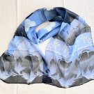 13" x 60" Silk Elegant Scarf Wrap Shawl Rectangle Gray Floral Black Blue ~ Fast Shipping 13" x 60" Silk Elegant Scarf Wrap Shawl Rectangle Gray Floral Black Blue ~ Fast Shipping
