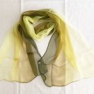18" x 60" Silk Scarf Wrap Dongfeng Yarn Green Yellow Gradient Color Oblong