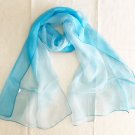 18" x 60" Silk Scarf Wrap Blue Gradient Color Oblong Dongfeng Yarn 18" x 60" Silk Scarf Wrap Blue Gradient Color Oblong Dongfeng Yarn
