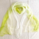 18" x 61" Silk Scarf Wrap Green White Gradient Color Oblong Dongfeng Yarn 18" x 61" Silk Scarf Wrap Green White Gradient Color Oblong Dongfeng Yarn
