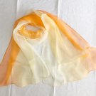 17" x 60" Silk Scarf Wrap Orange Yellow Gradient Color Oblong Dongfeng Yarn 17" x 60" Silk Scarf Wrap Orange Yellow Gradient Color Oblong Dongfeng Yarn
