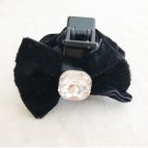 1 pc Black Hair Clip 2 Diamonds Velvet Bow Hand-Made Beautiful ~ Pickup 1 pc Black Hair Clip 2 Diamonds Velvet Bow Hand-Made Beautiful ~ Pickup