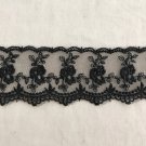 1.65" x 1 yd Embroidery Lace Trim Water-Soluble Lace Floral Black Embellishment