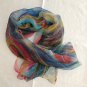 38" x 30" Silk Scarf Wrap Shawl Rectangle Striped Dongfeng Yarn ~ Fast Shipping