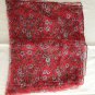 37" x 29" Silk Scarf Wrap Shawl Rectangle Red Floral Dongfeng Yarn ~ Fast Shipping