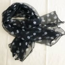 40" x 32" Silk Scarf Wrap Shawl Rectangle Black Dots Dongfeng Yarn ~ Fast Shipping