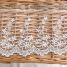 5" x 1 yd Embroidery Lace Trim White Lace Floral Scalloped Milk Silk Embellishment