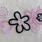 1 pc 4.21â x 2.32â Pink Flowers Patch Embroidered Floral Appliqué