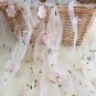 1.85 x 1 yd Mesh with 3D Embroidery Flowers and Buds Pink Fabric For Dress