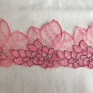 3.22" x 2.57 yds Embroidered Lace Trim Peach Black Floral Beautiful