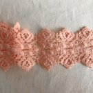 1.97" x 2.27 yds Cotton Embroidered Trim Peach Floral Embroidery Beautiful