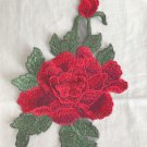 6.1” x 9.25” 3D Multilayer Red Flowers Leaves Patches Embroidered Appliqué