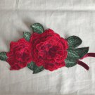 1 pc 4.33” x 8.15” 3D Multilayer Red Flowers Leaves Patches Embroidered Appliqué