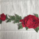 11.46” x 4.45” 3D Multilayer Red Flowers Leaves Patches Embroidered Appliqué
