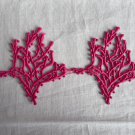 A pair 3.74” x 4.17” Red Patches Embroidered Appliqué + loose thread