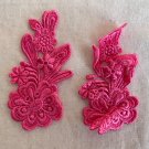 A pair 1.61” x 3.46” Red Floral Patches Embroidered Appliqué