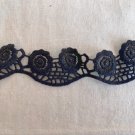 4.84” x 1.26” Black Floral Patches Embroidered Appliqué