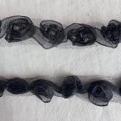 0.75" x 13 yds 2-layer Black Trim Chiffon Flowers Floral