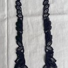 A pair 1.77” x 8.74” Black Floral Patches Embroidered Appliqué