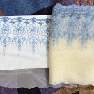 10.24” x 1 yd Embroidered Blue Floral Light Brown Lace Trim 10.24” x 1 yd Embroidered Blue Floral Light Brown Lace Trim