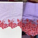 8.66” x 1 yd Red Pink Floral Embroidered Light Violet Lace Trim Lily 8.66” x 1 yd Red Pink Floral Embroidered Light Violet Lace Trim Lily