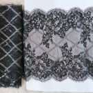 9.25” x 1.5 yds Black Double-Sided Floral Lace Trim Eyelash Diamond 9.25” x 1.5 yds Black Double-Sided Floral Lace Trim Eyelash Diamond