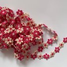 0.71” x 1.1 yds Water-Soluble Floral Trim Flowers Patches Red Yellow