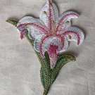 1 pc 3.46” x 4.29” Patch Appliqué Self-Adhesive Lily Pink White 1 pc 3.46” x 4.29” Patch Appliqué Self-Adhesive Lily Pink White
