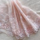7.09” x 1 yd Light Champagne Pink White Floral Lace Trim Scalloped