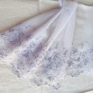 8.35” x 1 yd Violet Embroidered Floral Light Gray Lace Trim