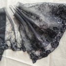 7.09” x 1 yd Black Embroidered Floral Lace Trim Scalloped