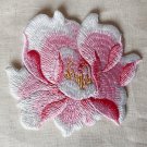 3.5” x 3.11” Peony Embroidery Patch Appliqué Self-Adhesive Pink White 3.5” x 3.11” Peony Embroidery Patch Appliqué Self-Adhesive Pink White