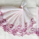 6.3" x 1.1 yds Purple White Floral Embroidered Light Pink Lace Trim Scalloped