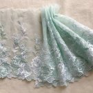 5.91” x 1 yd Blue Embroidered Floral Lace Trim Scalloped