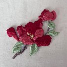 1 pc 2.24” x 2.13” Bright red blossoms Flowers Patch Appliqué Self-Adhesive Green