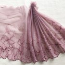 8.66” x 1.1 yds Floral Embroidered Lace Trim Bean Paste Pink