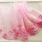 7.5" x 1 yd Embroidered Lace Trim Pink Red Flowers For Dress Doll 7.5" x 1 yd Embroidered Lace Trim Pink Red Flowers For Dress Doll