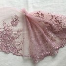 7.09” x 1 yd Floral Embroidered Lace Trim Bean Paste Pink