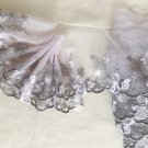 3.66” x 1 yd Light Gray White Floral Light Violet Lace Trim 3.66” x 1 yd Light Gray White Floral Light Violet Lace Trim