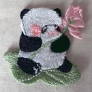 1 pc 2.09” x 2.05” Panda sitting on Lotus Leaf Patch Appliqué Self-Adhesive