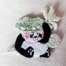 1 pc 2.05” x 1.97” Panda with Leave on Head Patch Appliqué Self-Adhesive