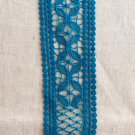 2 pc 2.05” x 9.25” Blue-Green Patches Embroidered Appliqué Openwork Geometric Airy Design