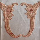 1 pair 5.51” x 9.53” Floral Patches Embroidered Appliqué Golden Beige