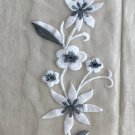 3.82” x 11.6” Floral Patches Embroidered Appliqué White Gray